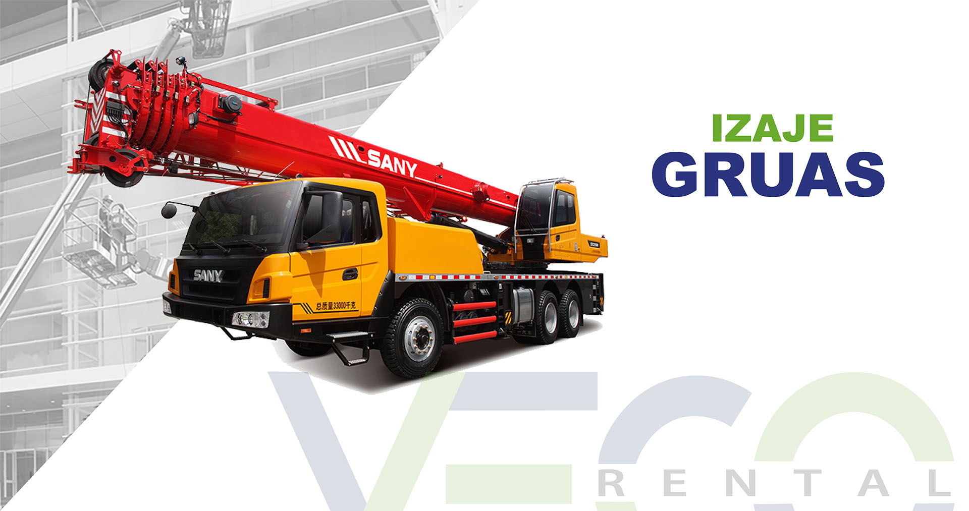 Izaje: grúa telescópica Veco Rental en obra